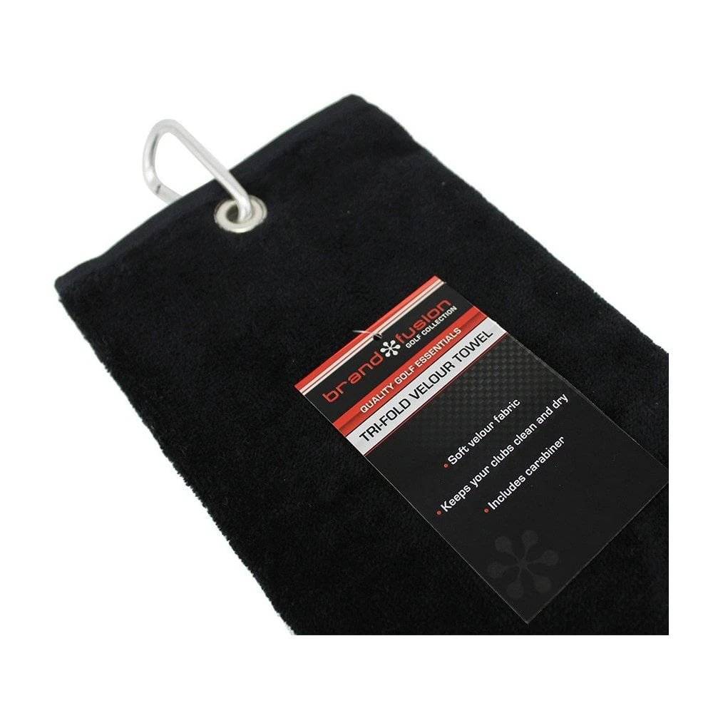 Tri-Fold Velour Towel Black - Image 2