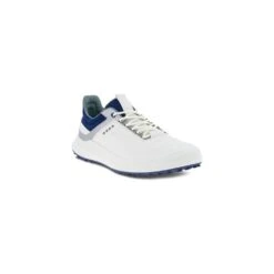 ECCO M GOLF CORE GOLF SHOE - WHITE/SILVER/BLUE DEPTHS