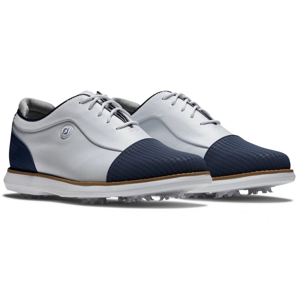 FootJoy 2022 Womens FJ Traditions Golf Shoes - White/Navy