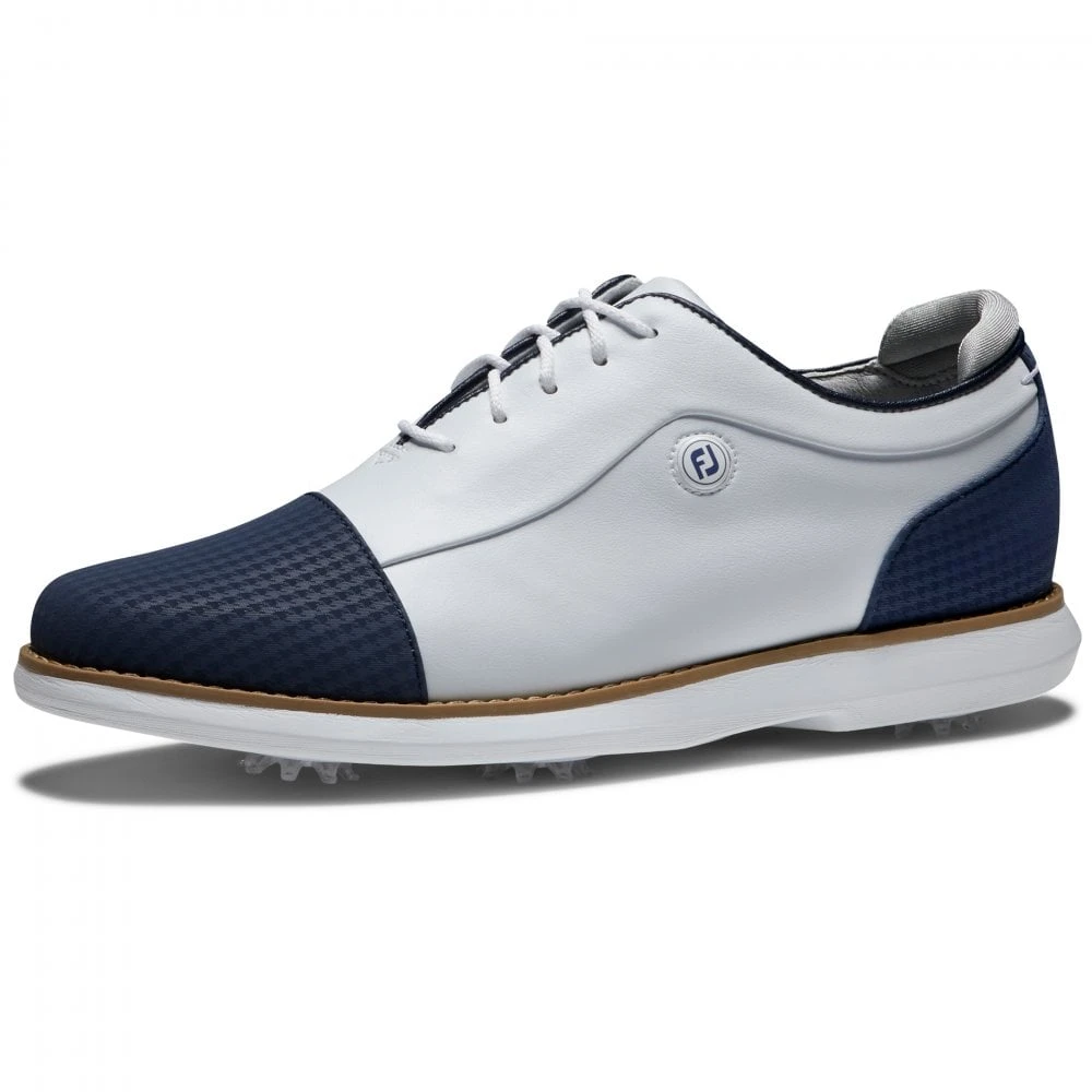 FootJoy 2022 Womens FJ Traditions Golf Shoes - White/Navy - Image 2