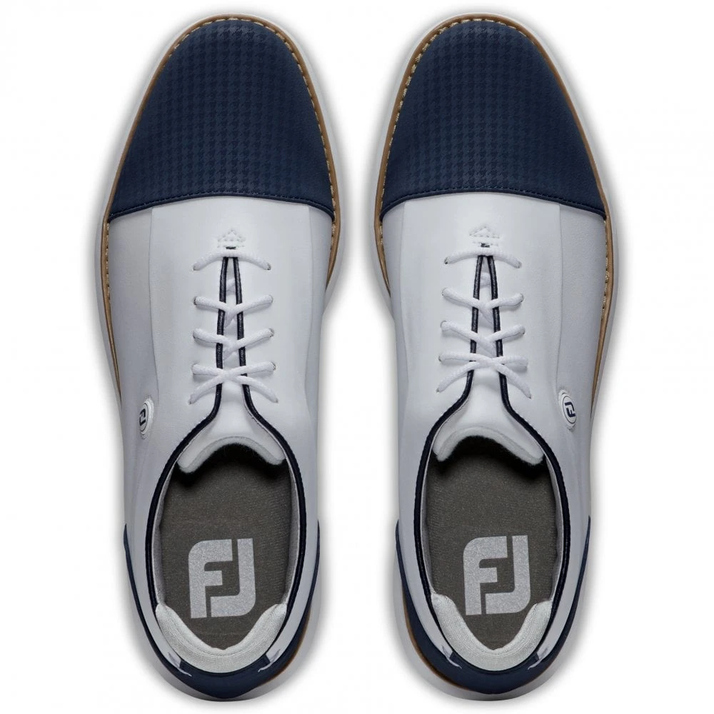 FootJoy 2022 Womens FJ Traditions Golf Shoes - White/Navy - Image 4