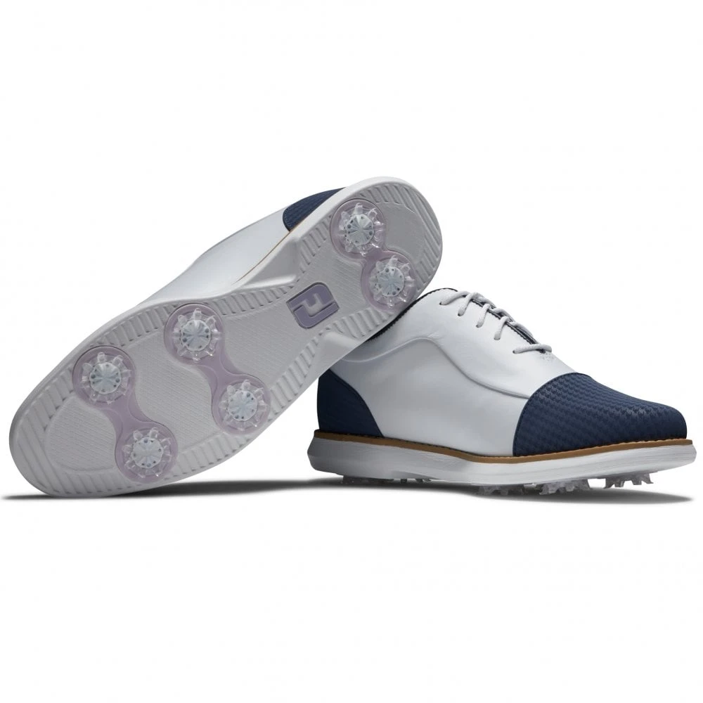 FootJoy 2022 Womens FJ Traditions Golf Shoes - White/Navy - Image 5