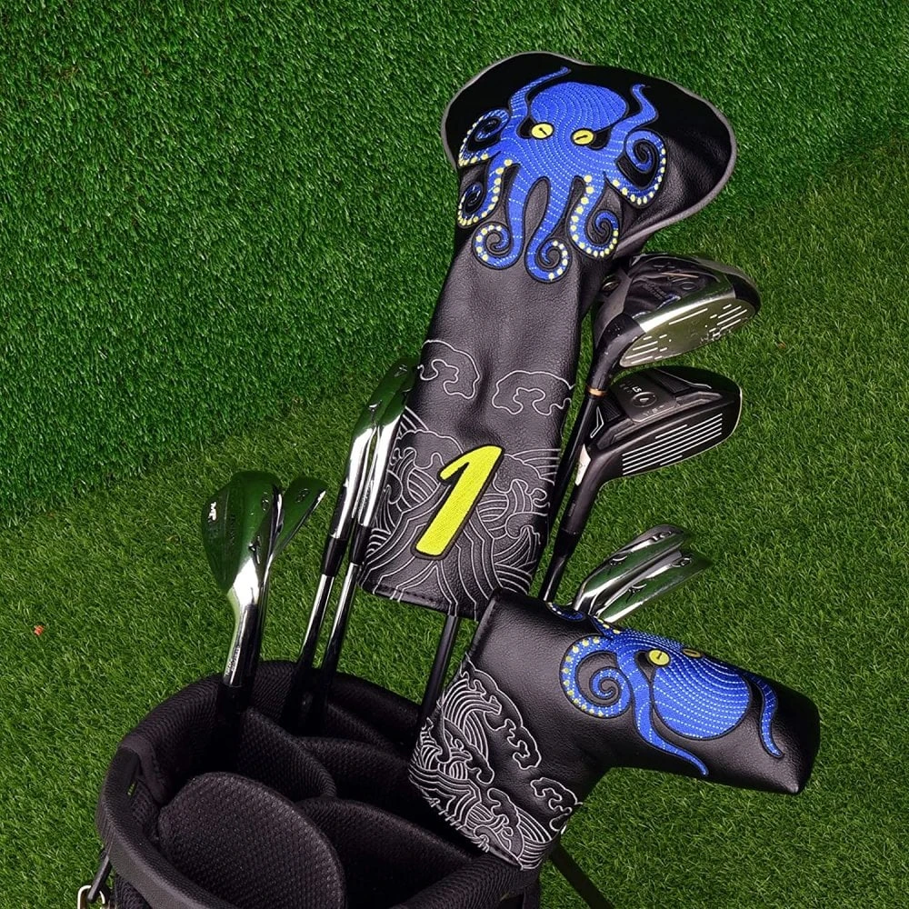 Black PU Blue Octopus Magnetic Blade Putter Headcover - Image 5