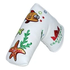 White Sea Grass Fish Novelty PU Blade Putter Headcover