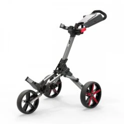 PowaKaddy 2023 MICRA Push Cart Gun Metal With Red Trim